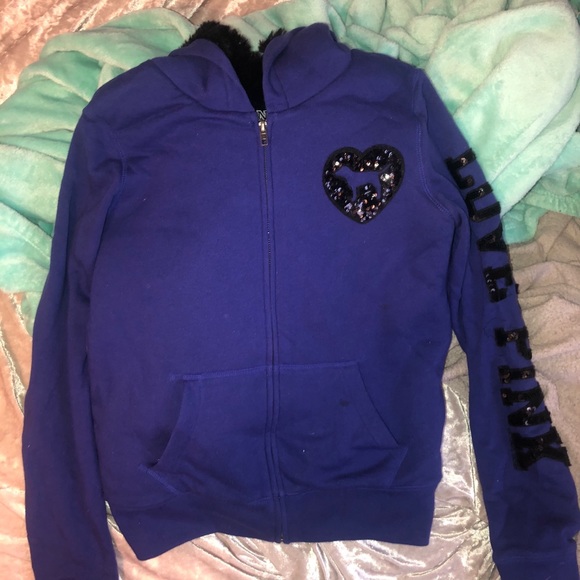 pink faux fur hooded sequin jacket